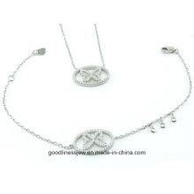AAA kubische Zirconia Sterling Silber Halskette Armband Schmuck Set S3277